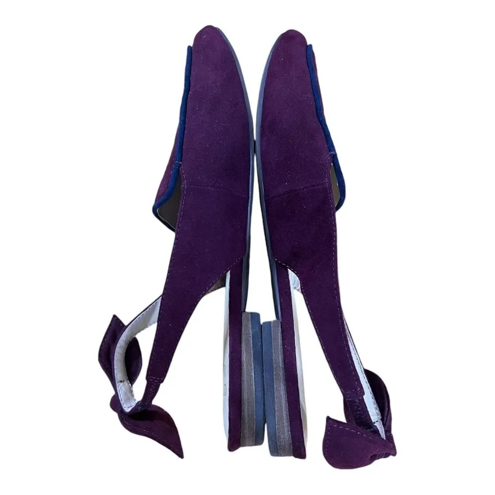 Crown & Ivy Maroon & Navy Suede Flats‎ With Bow On Back Women's Size 6M